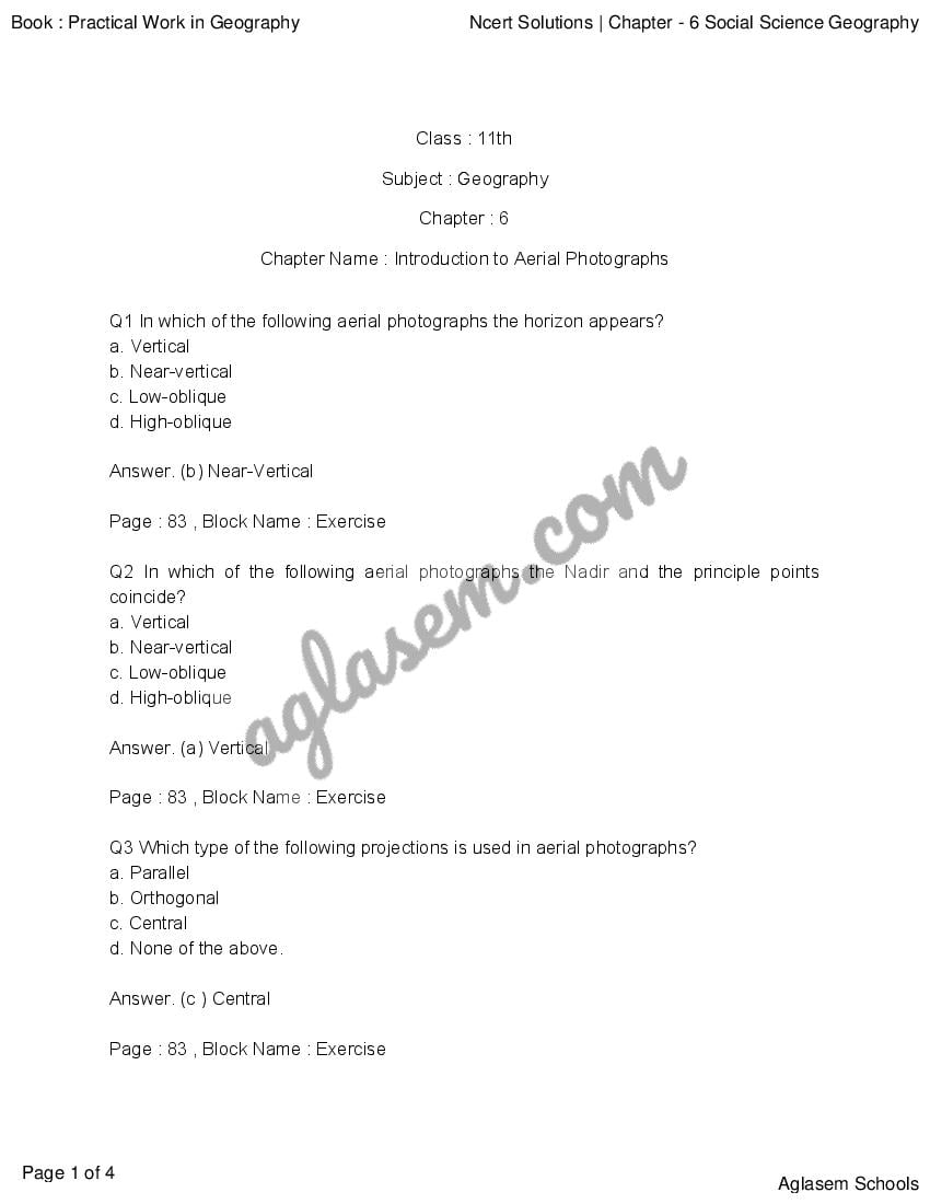 NCERT Solutions For Class 11 Geography Chapter Introduction To Aerial ...