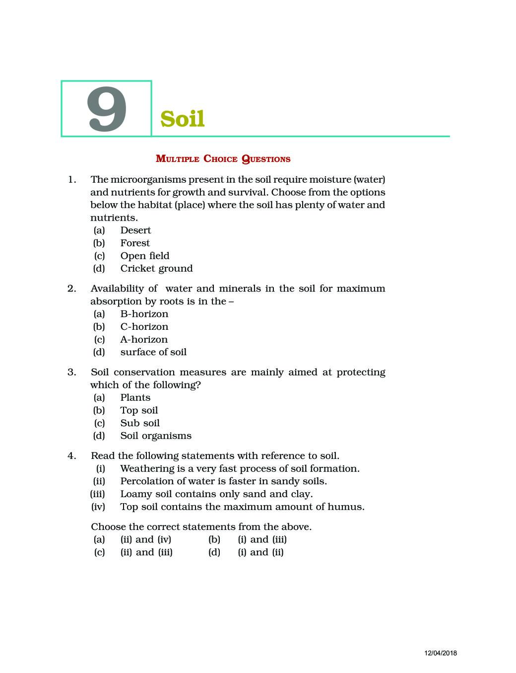 NCERT Exemplar Class 07 Science Unit 9 Soil - Page 1
