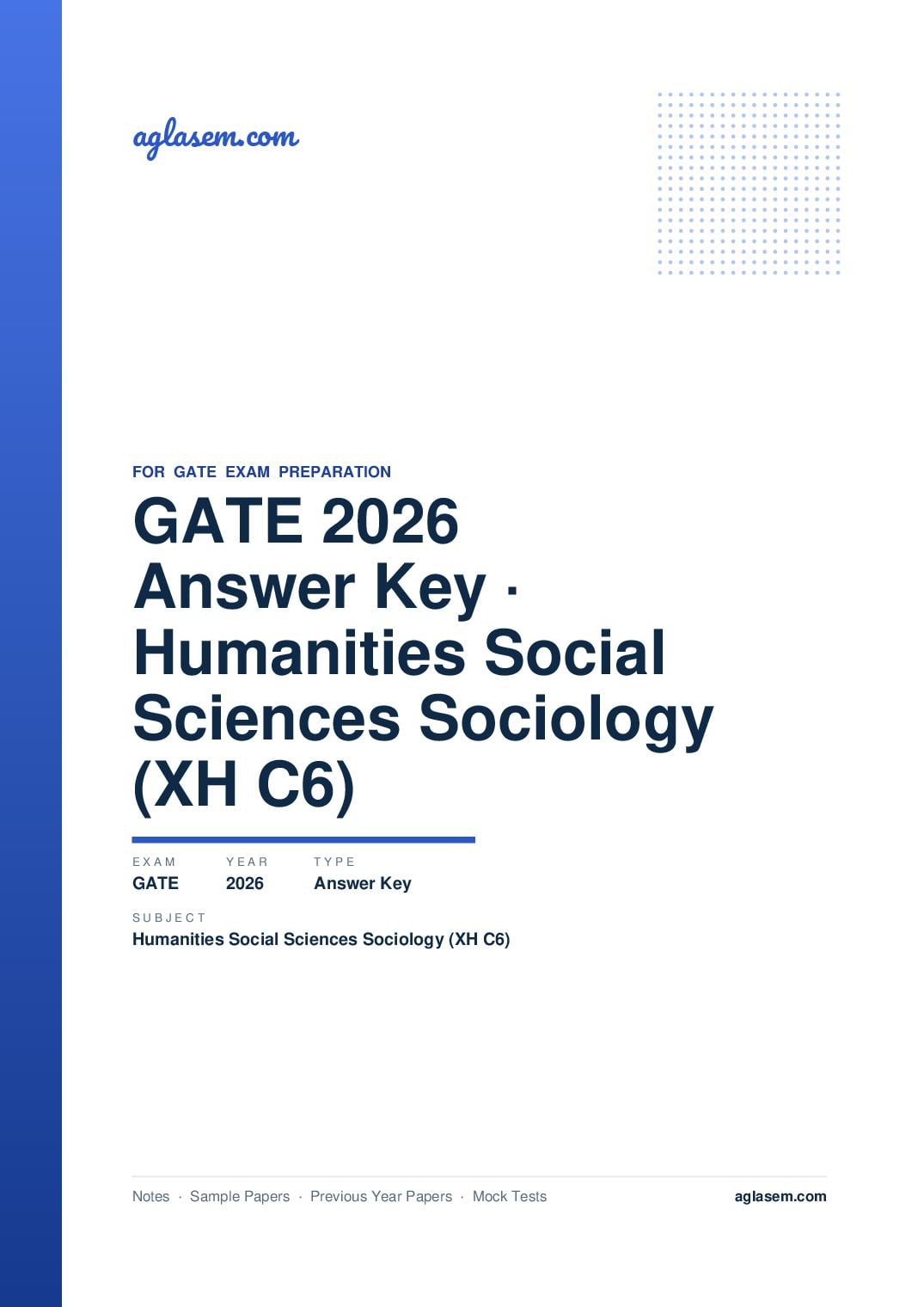 GATE 2026 Answer Key Humanities and Social Sciences - Sociology (XH-C6) - Page 1 of 3