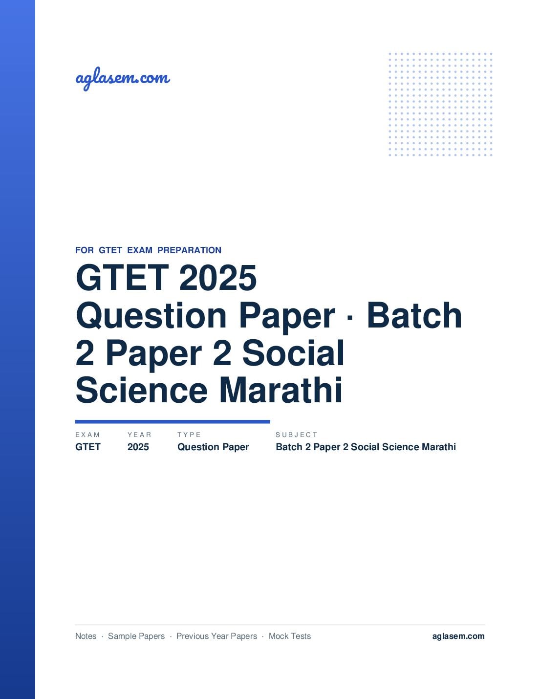 GTET 2025 Question Paper Batch 2 Paper 2 Social Science Marathi - Page 1 of 51