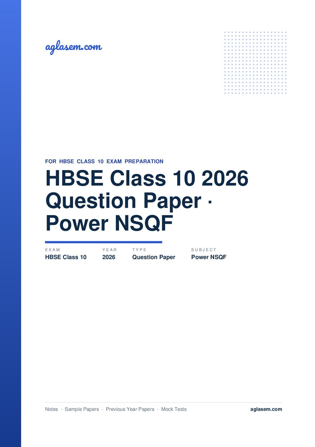 HBSE Class 10 Question Paper 2026 Power NSQF - Page 1 of 16