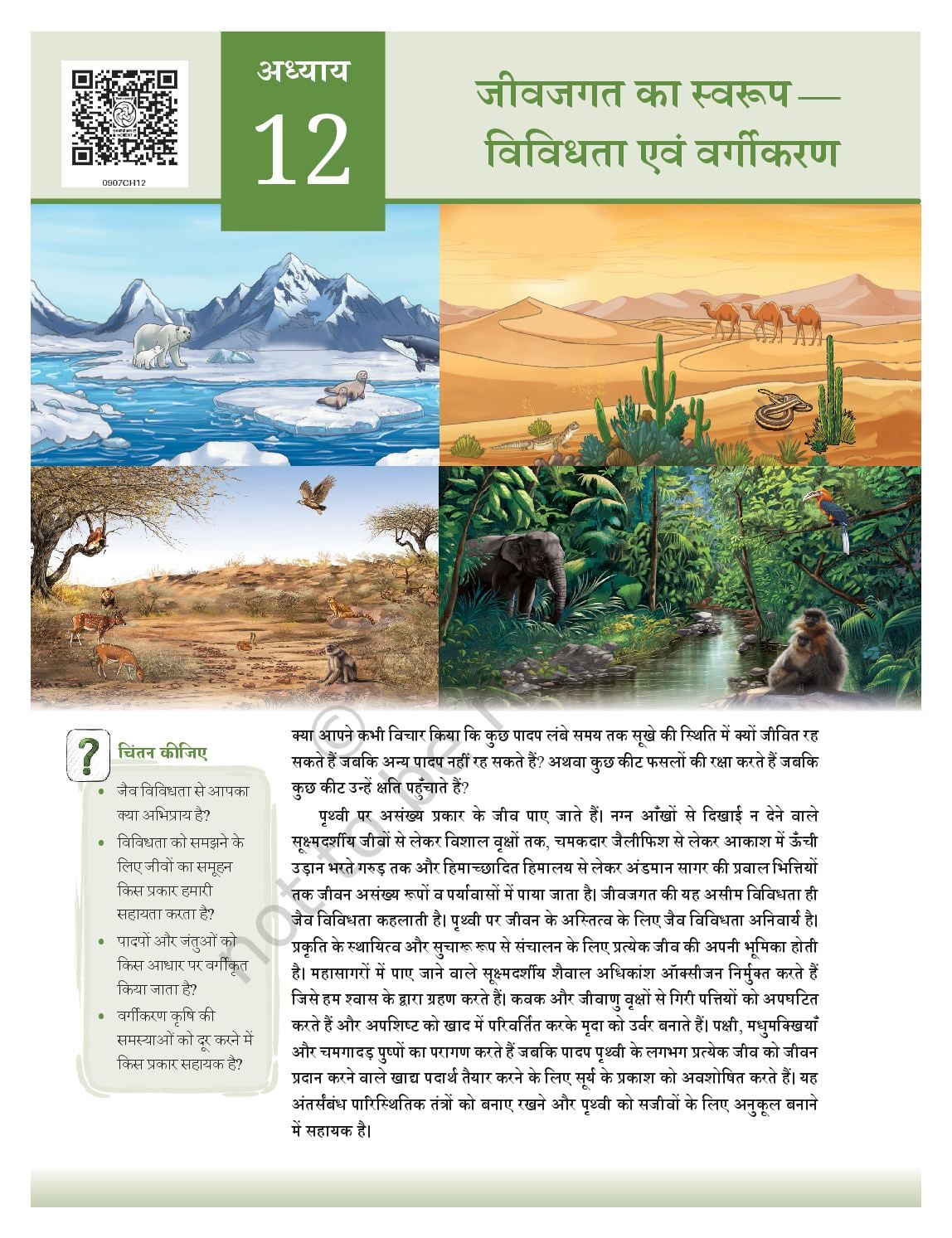 NCERT Book Class 9 Science (Anveshan) Chapter 12 जीवजगत का स्वरूप - विविधता एवं वर्गीकरण - Page 1 of 24