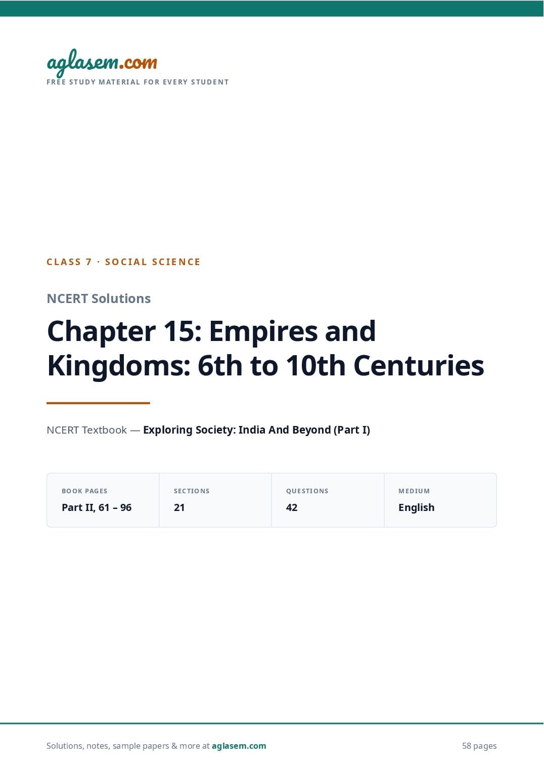 NCERT Solutions Class 7 Social Science Chapter 15 Empires and Kingdoms 6th to 10th Centuries - Page 1 of 59