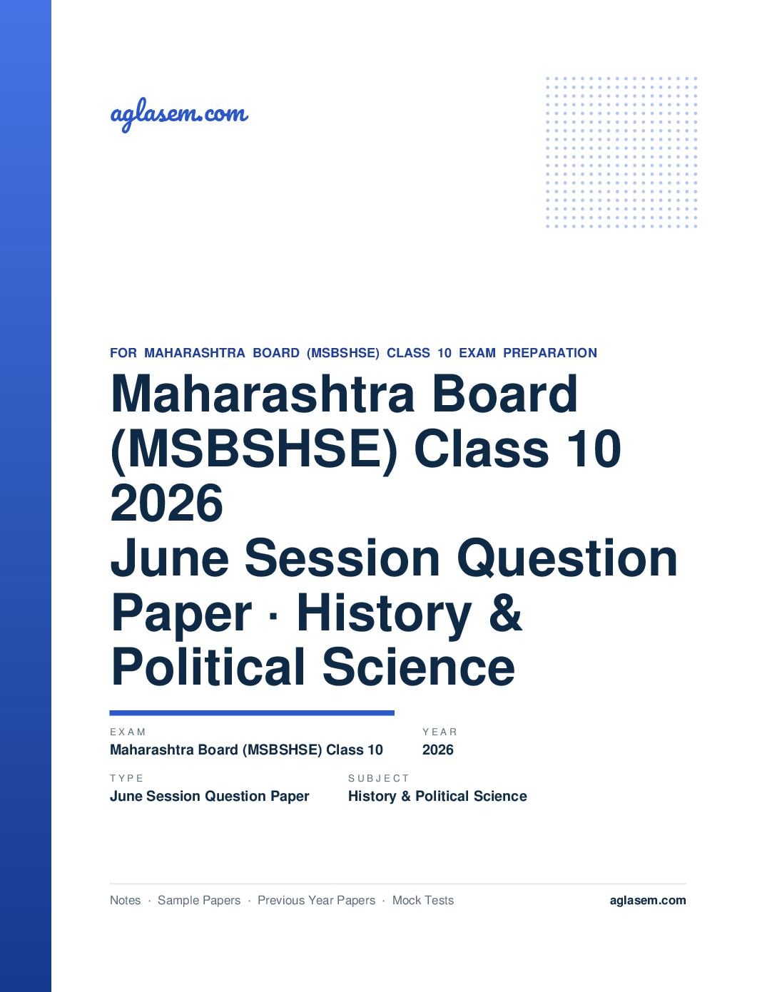 MH 10th Question Paper June 2026 History & Political Science - Page 1 of 5