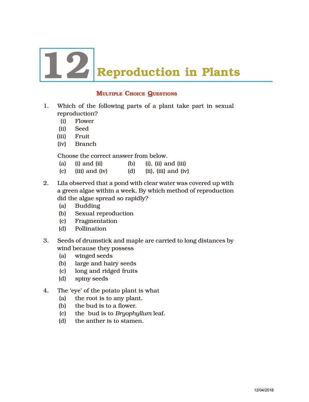 NCERT Exemplar Class 07 Science Unit 12 Reproduction in Plants - Page 1