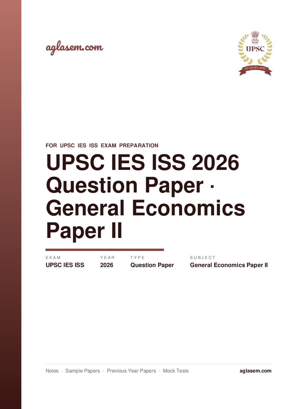 UPSC IES ISS 2026 Question Paper for General Economics Paper II - Page 1 of 5