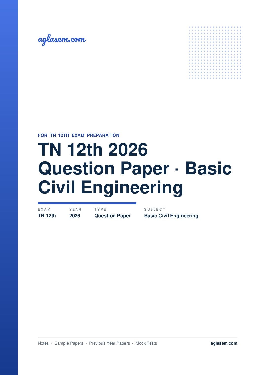 TN 12th Question Paper 2026 Basic Civil Engineering - Page 1 of 8