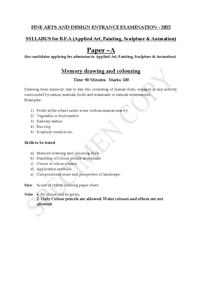 JNAFAU Admission 2022 Syllabus - Page 1