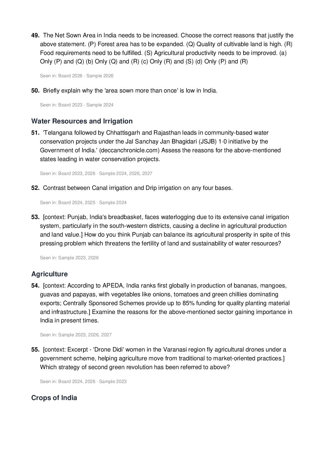ISC Class 12 Geography Important Questions 2027 (PDF)