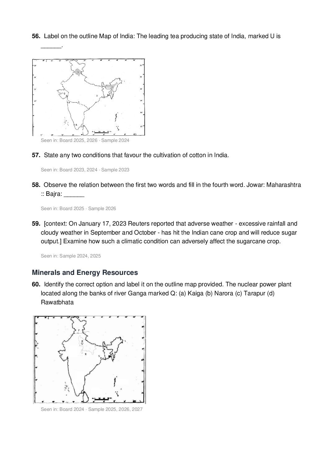 ISC Class 12 Geography Important Questions 2027 (PDF)
