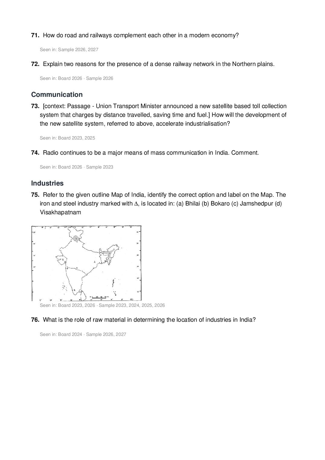 ISC Class 12 Geography Important Questions 2027 (PDF)