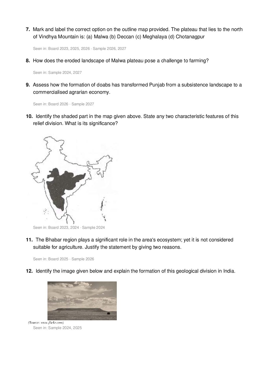 ISC Class 12 Geography Important Questions 2027 (PDF)