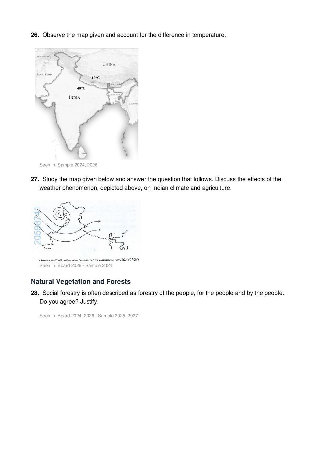 ISC Class 12 Geography Important Questions 2027 (PDF)