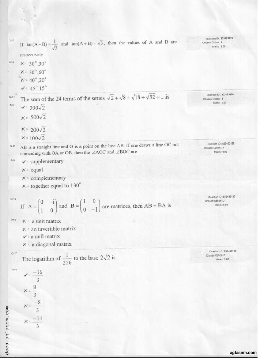 NATA 2018 Question Paper PDF with Answer Key
