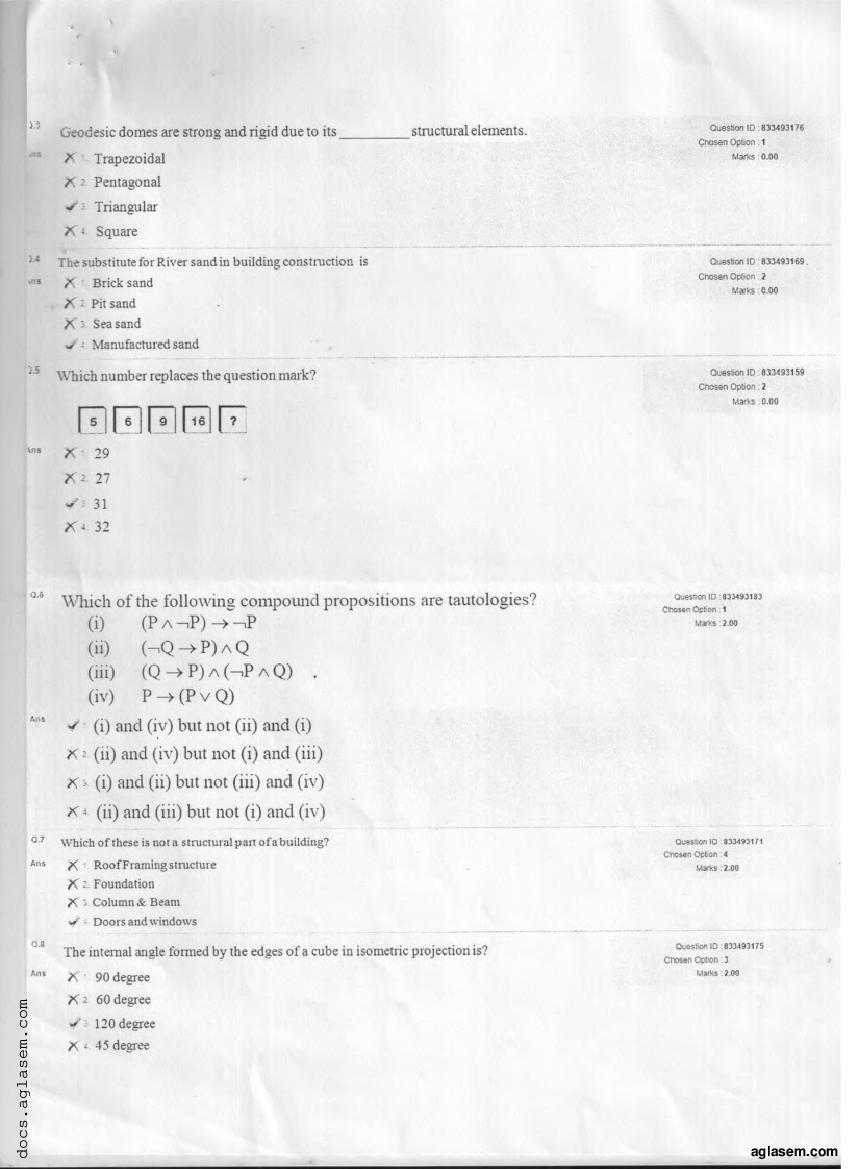 NATA 2018 Question Paper PDF with Answer Key