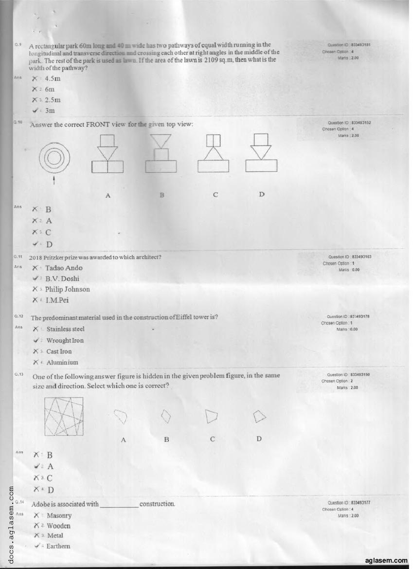 NATA 2018 Question Paper PDF with Answer Key