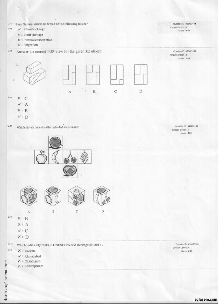 NATA 2018 Question Paper PDF with Answer Key
