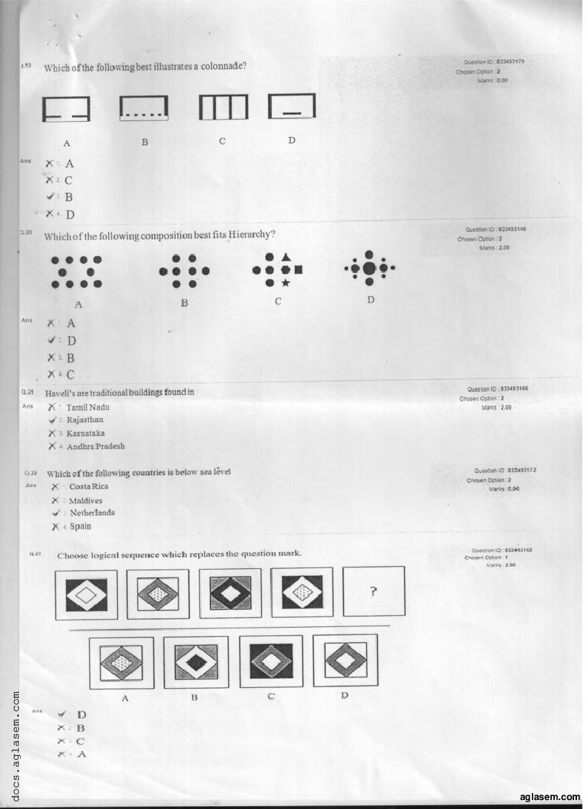 NATA 2018 Question Paper PDF with Answer Key