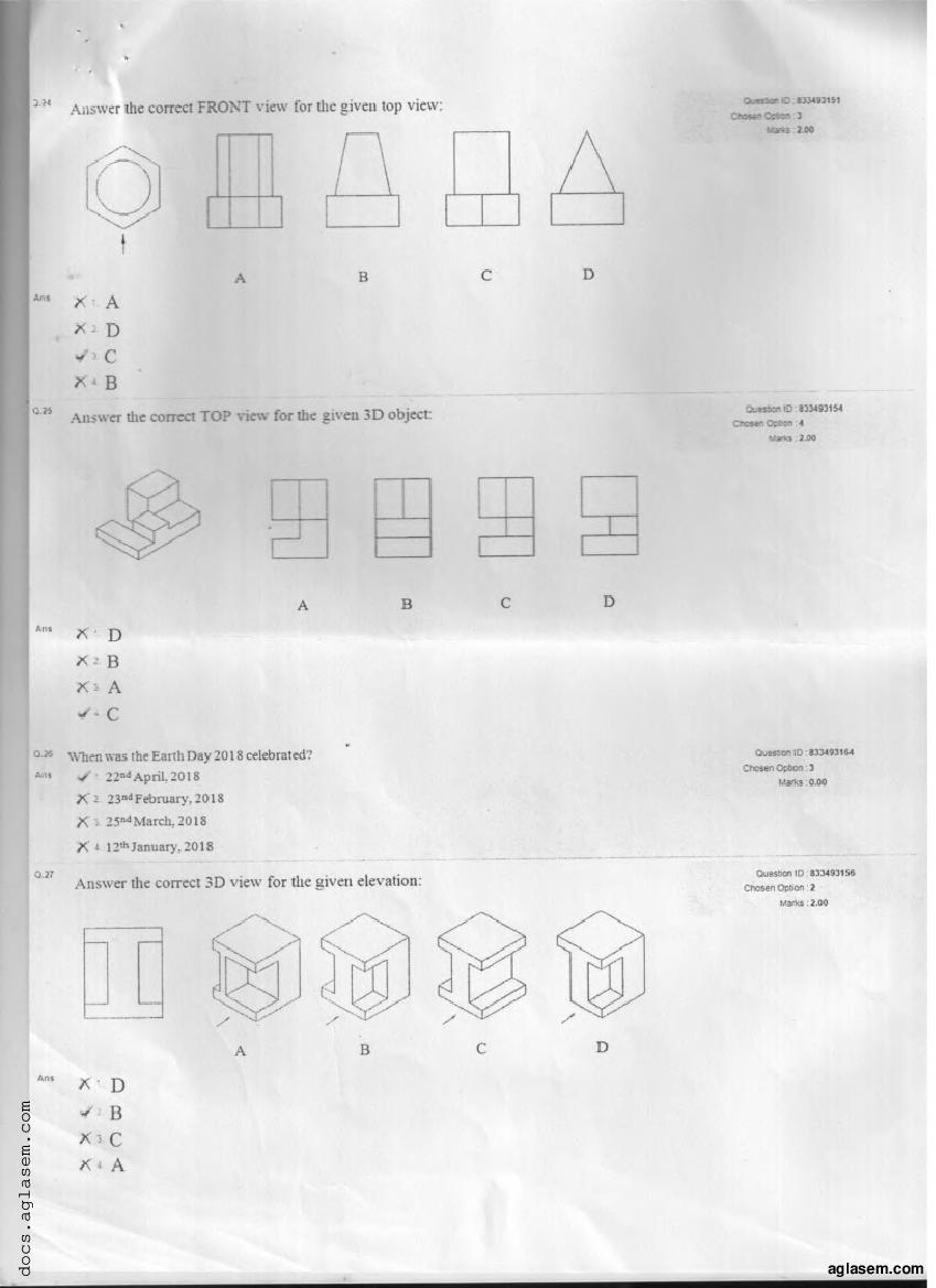 NATA 2018 Question Paper PDF with Answer Key