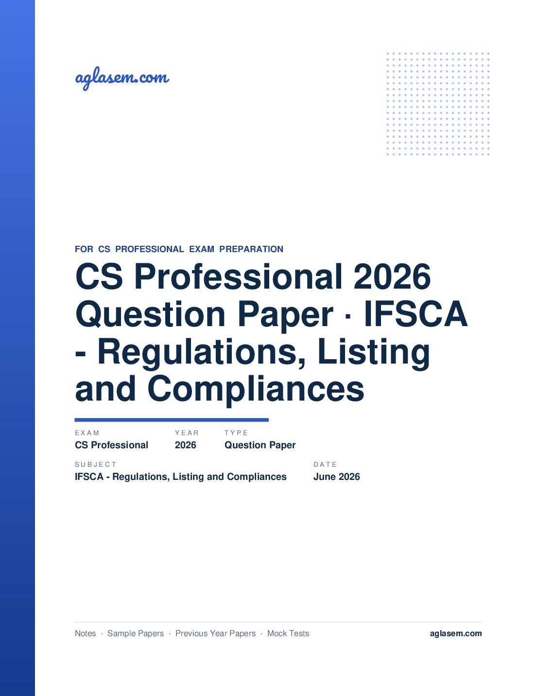 CS Professional June 2026 Question Paper IFSCA - Regulations, Listing and Compliances - Page 1 of 17