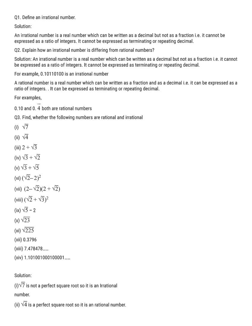 RD Sharma Solutions Class 9 Chapter 1 Number System Excercise 1.4 - Page 1