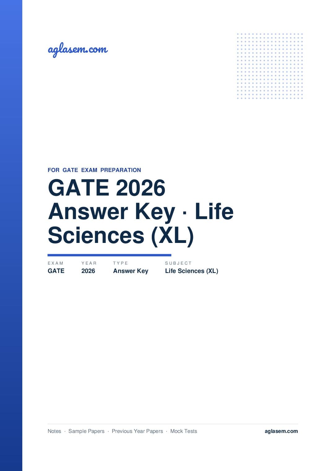 GATE 2026 Answer Key Life Sciences (XL) - Page 1 of 4