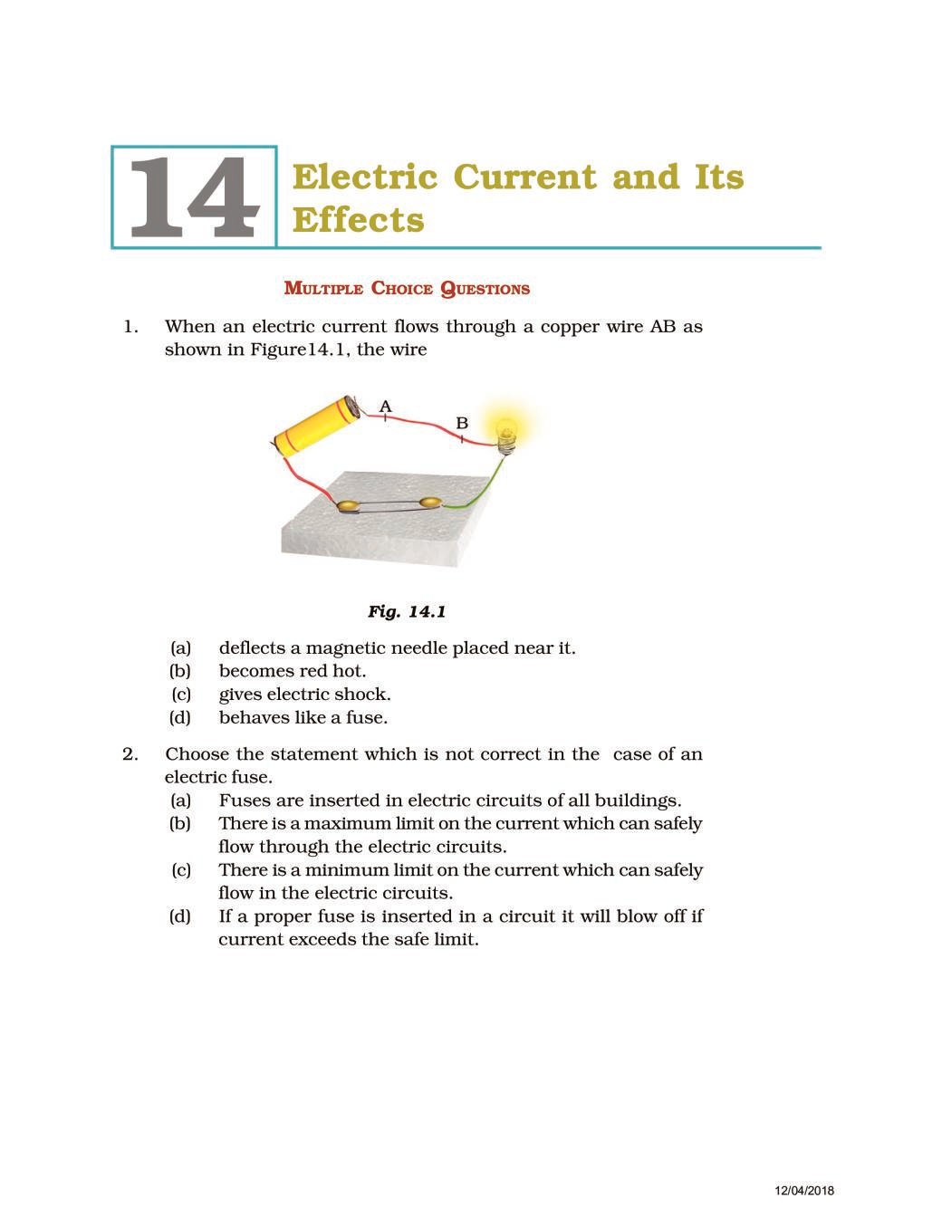 NCERT Exemplar Class 07 Science Unit 14 Electric Current and Its Effects - Page 1