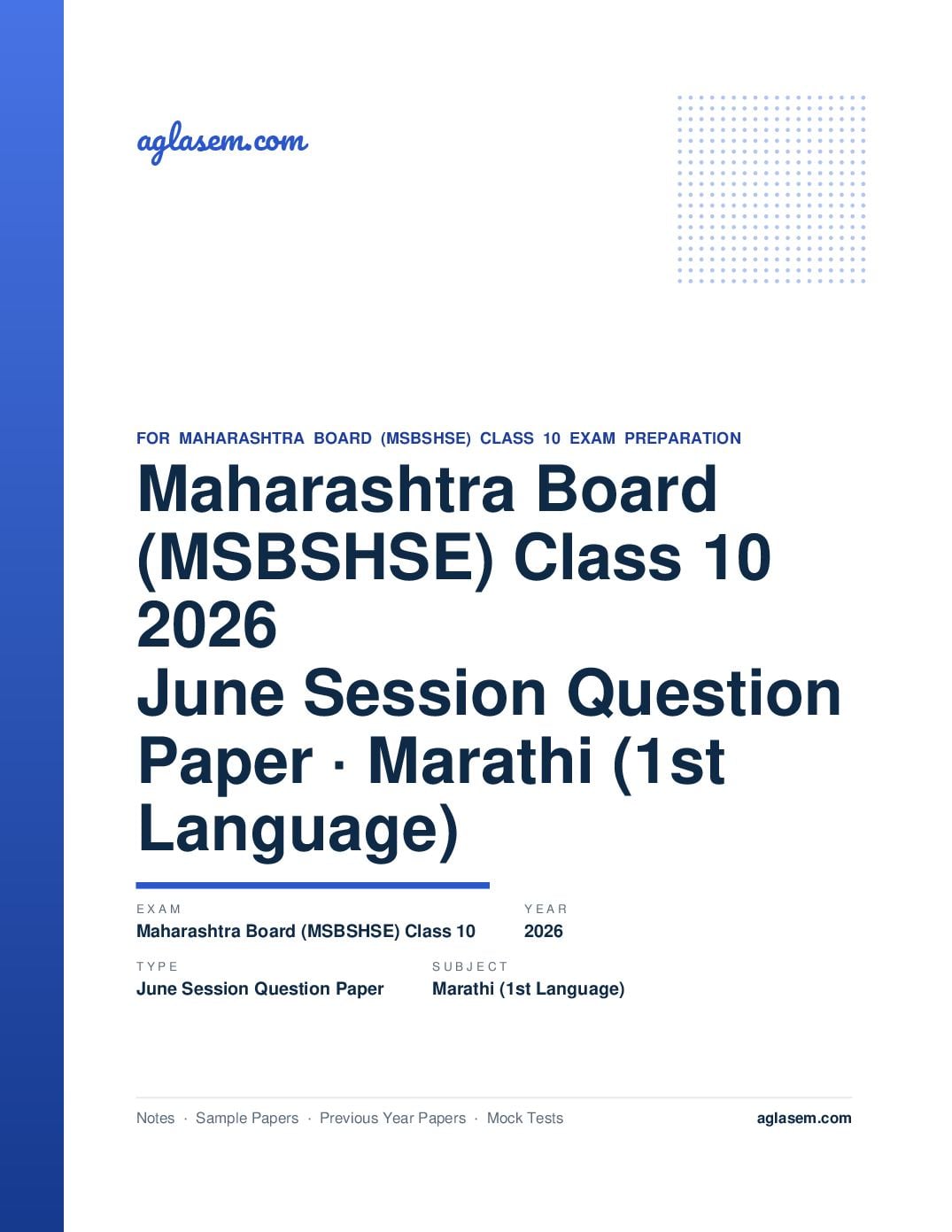 MH 10th Question Paper June 2026 Marathi (1st Language) - Page 1 of 9