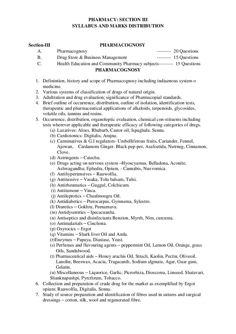 AP ECET 2022 Syllabus for Pharmacy Section III Pharmacognosy - Page 1