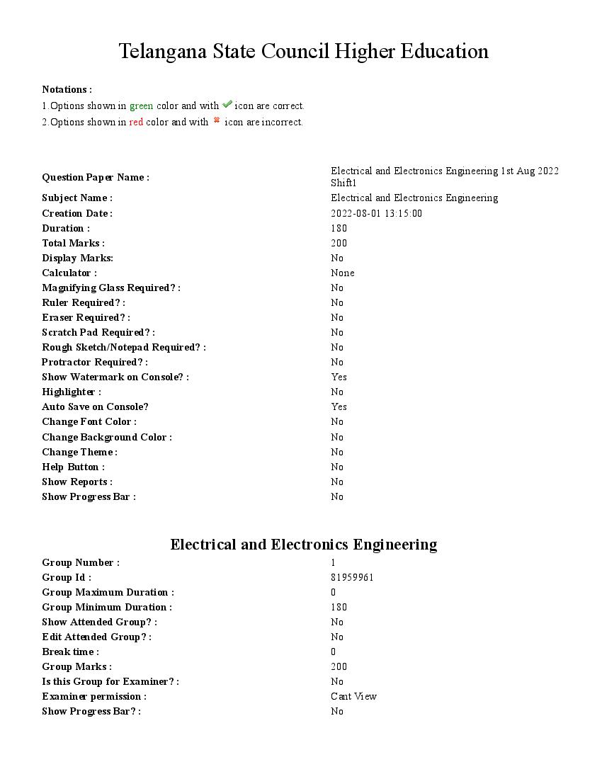 TS ECET 2022 Question Paper Electrical and Electronics Engineering (EEE) - Page 1