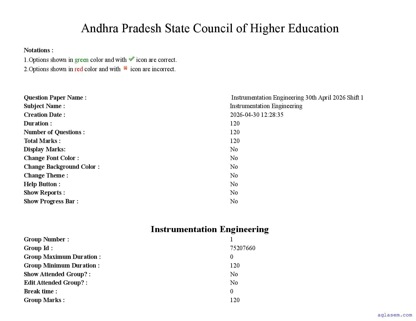 AP PGECET 2026 Question Paper for Instrumental Engineering - Page 1 of 83