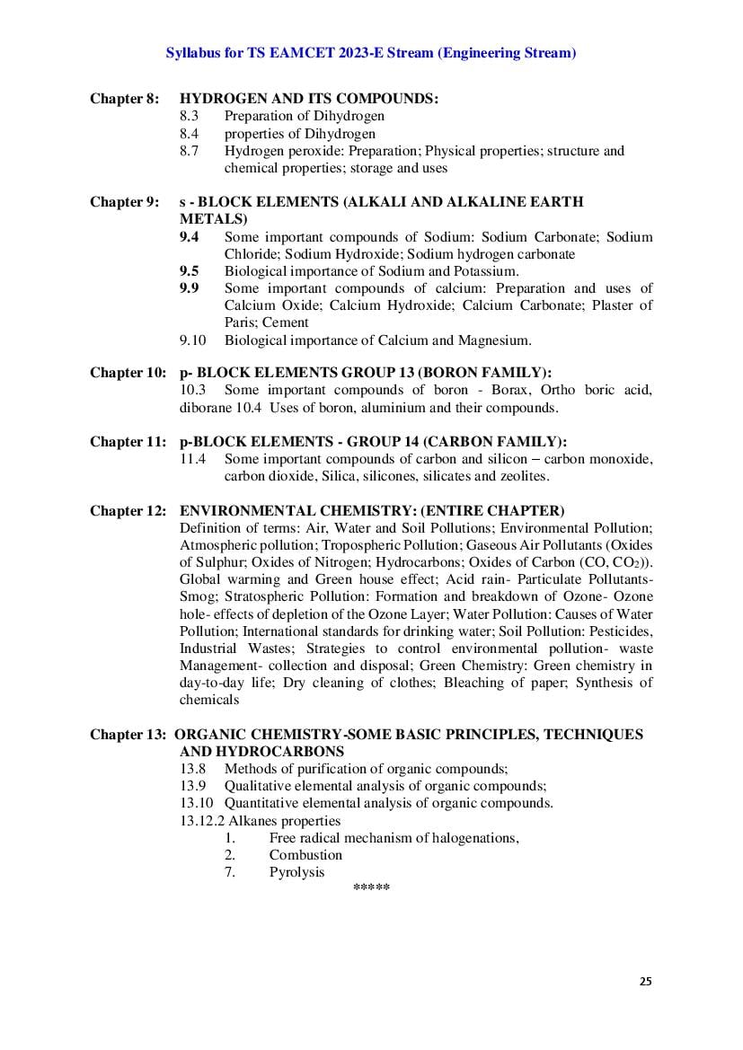 TS EAMCET 2024 Syllabus (PDF) AglaSem Admission