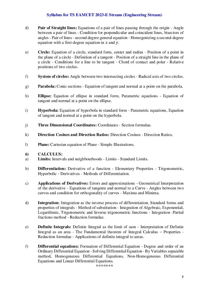 TS EAMCET 2024 Syllabus (PDF) AglaSem Admission