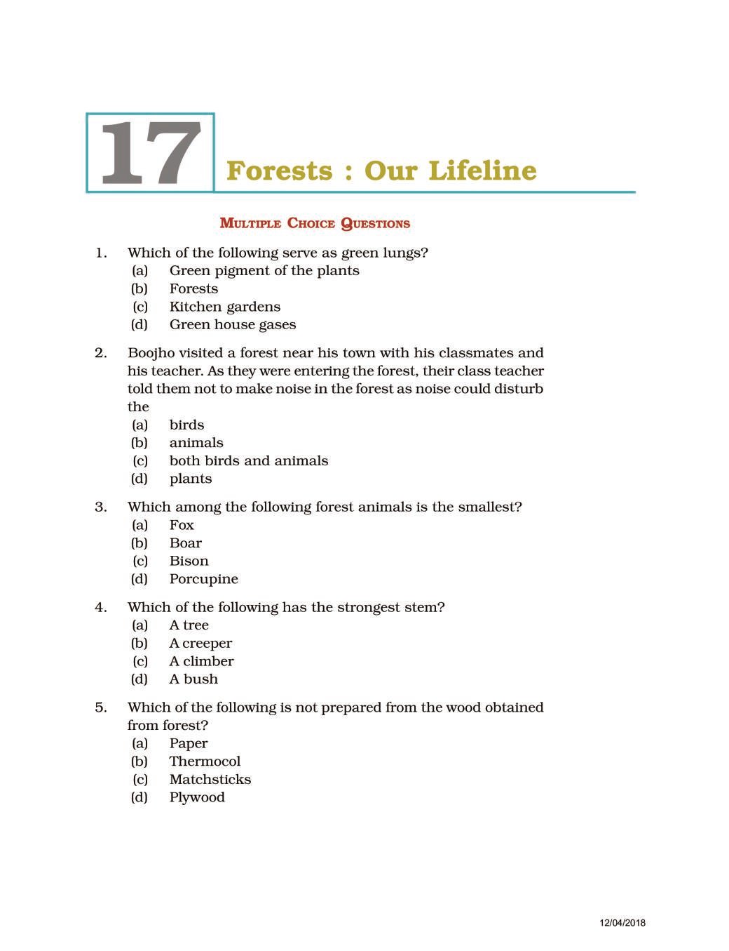 NCERT Exemplar Class 07 Science Unit 17 Forests Our Lifeline - Page 1
