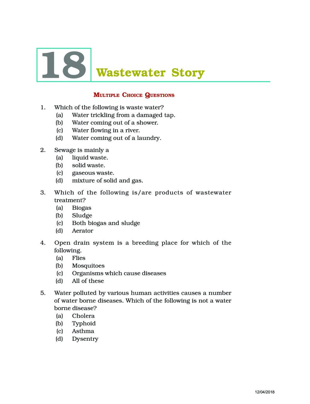 NCERT Exemplar Class 07 Science Unit 18 Wastewater Story - Page 1