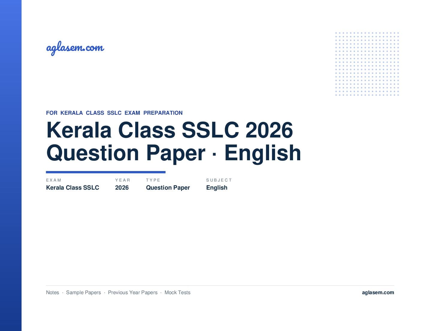 Kerala Class SSLC Question Paper 2026 English - Page 1 of 9