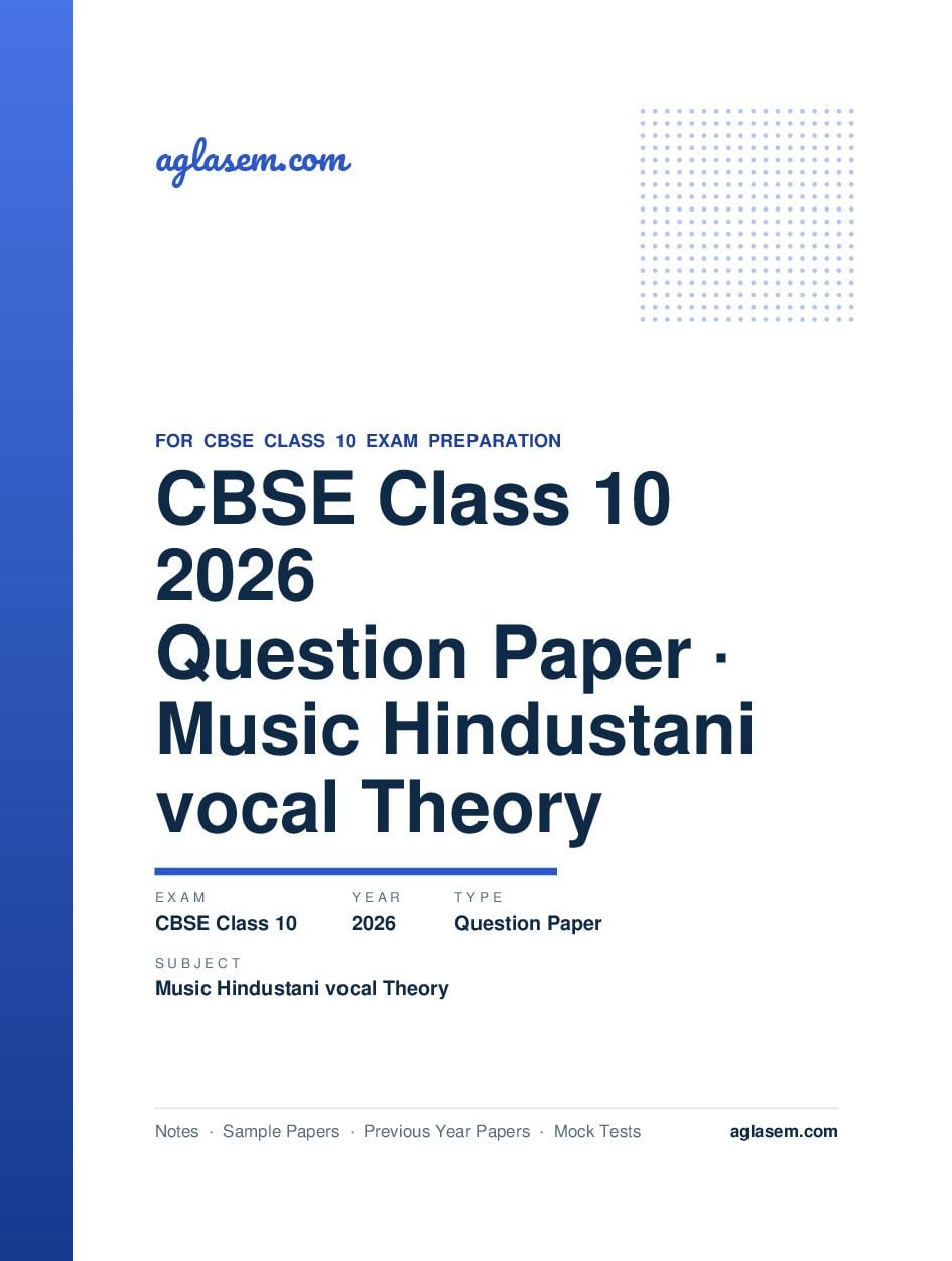 CBSE Class 10 Question Paper 2026 Hindustani Music - Page 1 of 34