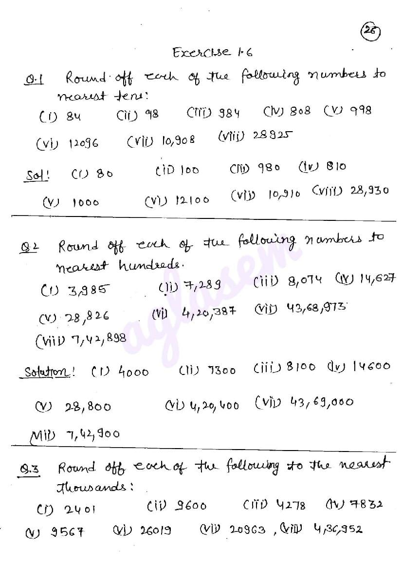 RD Sharma Solutions Class 6 Chapter 1 Knowning Our Numbers Exercise 1.6 - Page 1