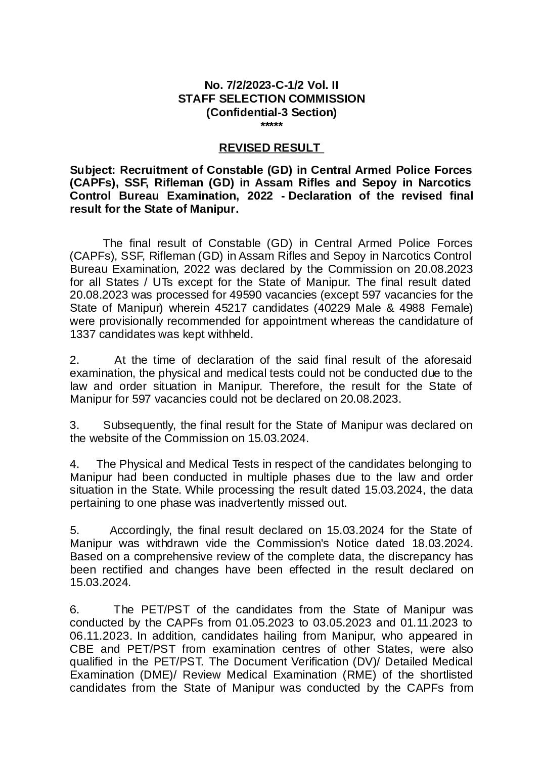 SSC GD Constable 2022 Cut Off - Page 1 of 6