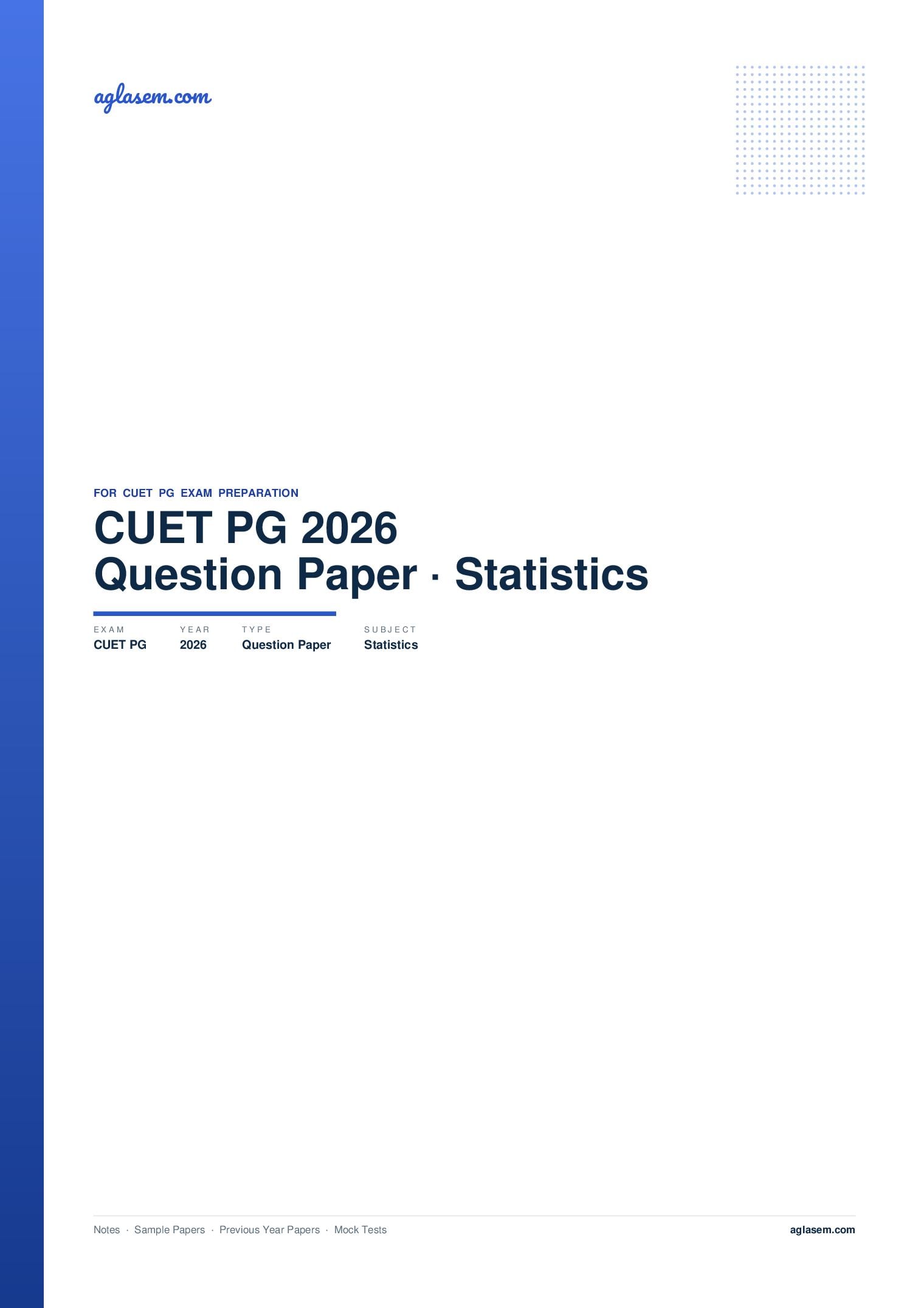 CUET PG 2026 Question Paper Statistics - Page 1 of 55