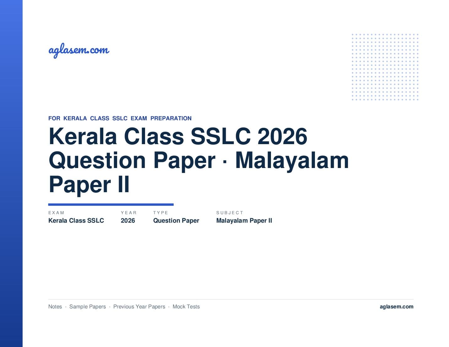 Kerala Class SSLC Question Paper 2026 Malayalam Paper II - Page 1 of 5