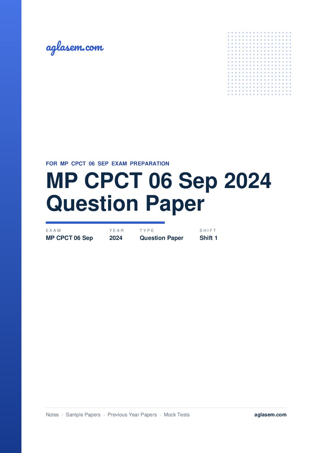 MP CPCT 06 Sep 2024 Question Paper Shift 1 - Page 1 of 53