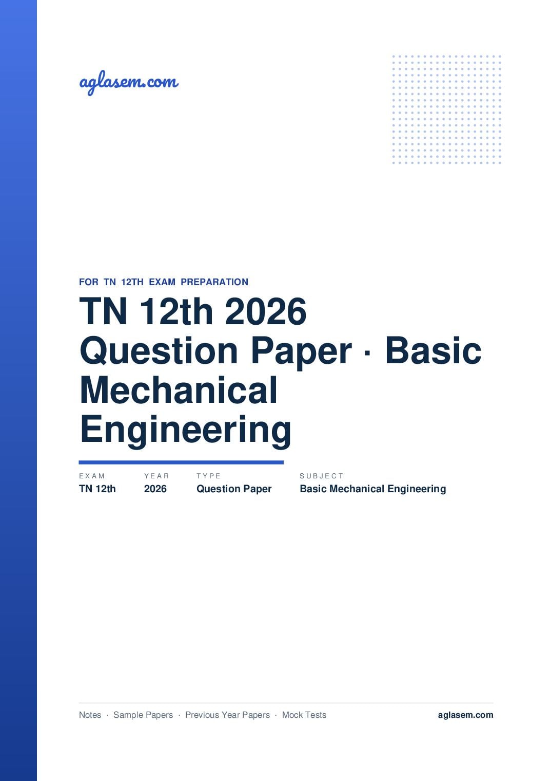 TN 12th Question Paper 2026 Basic Mechanical Engineering - Page 1 of 9