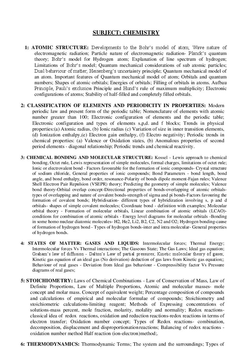 EAPCET Chemistry Syllabus - Page 1