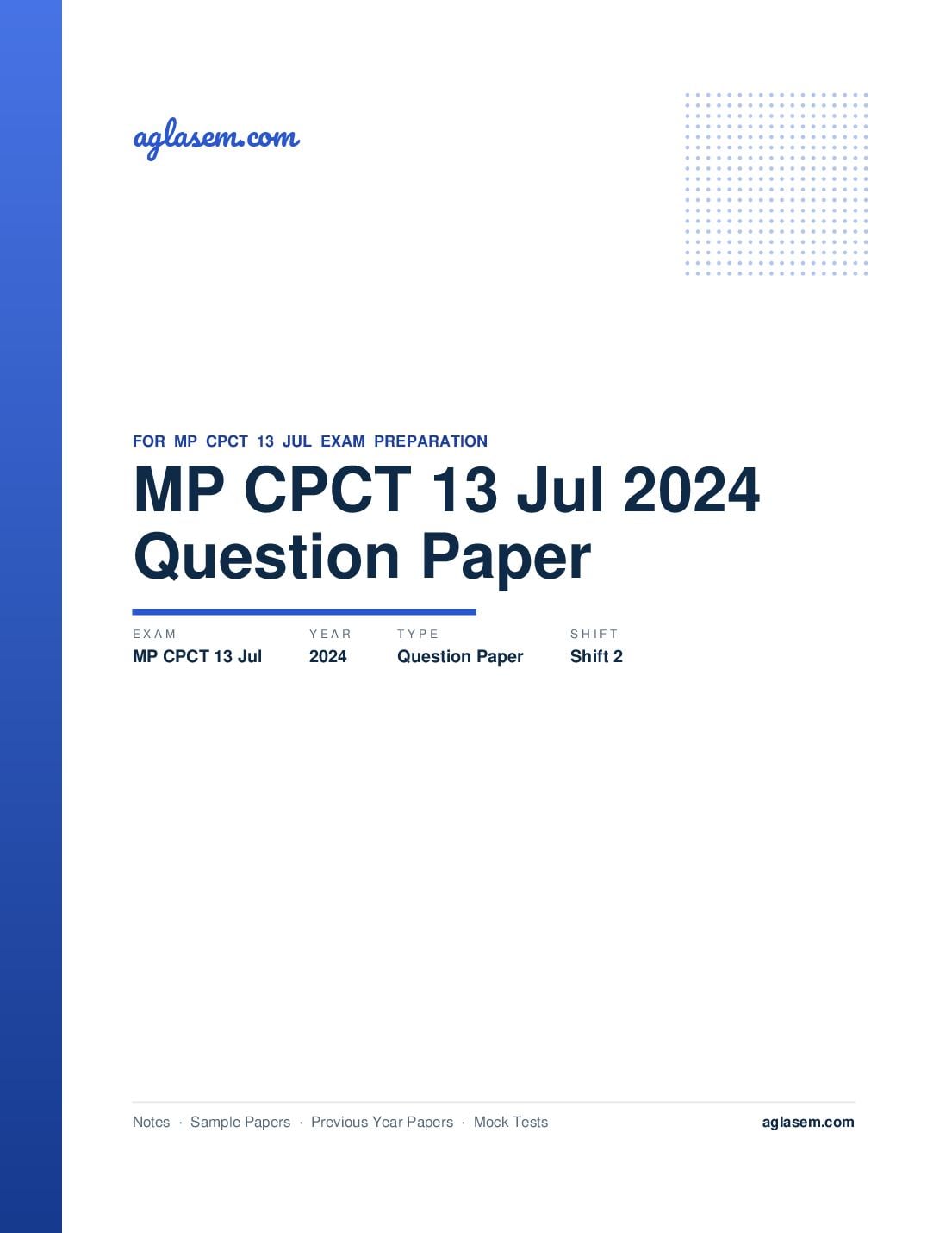 MP CPCT 13 Jul 2024 Question Paper Shift 2 - Page 1 of 50