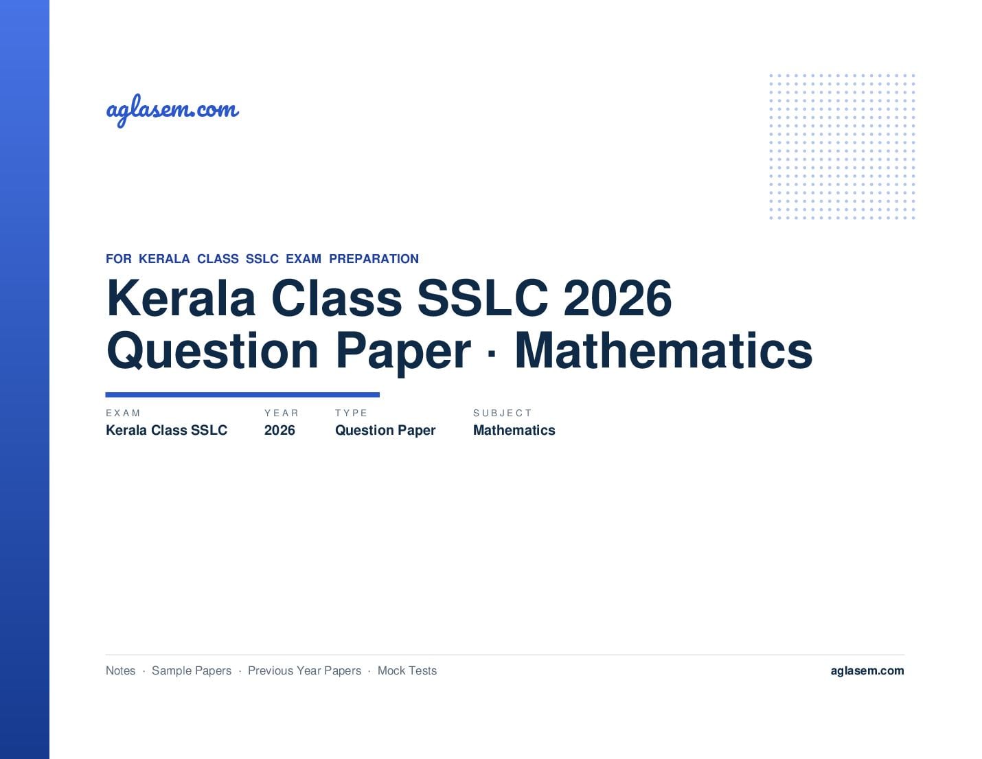 Kerala Class SSLC Question Paper 2026 Mathematics - Page 1 of 7