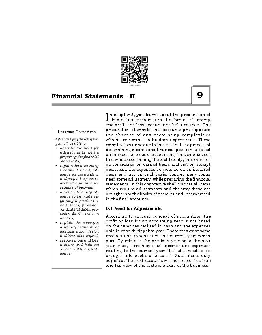 NCERT Book Class 11 Accountancy Chapter 9 Financial Statements - I - Page 1