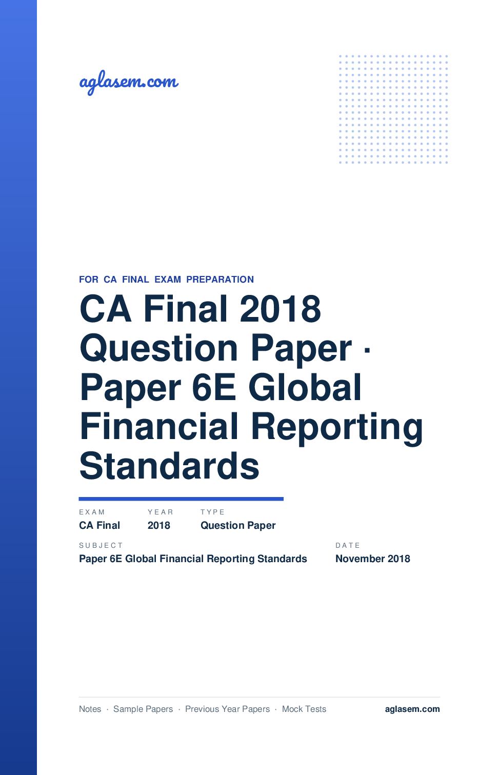 CA Final November 2018 Question Paper Paper 6E Global Financial Reporting Standards - Page 1 of 33