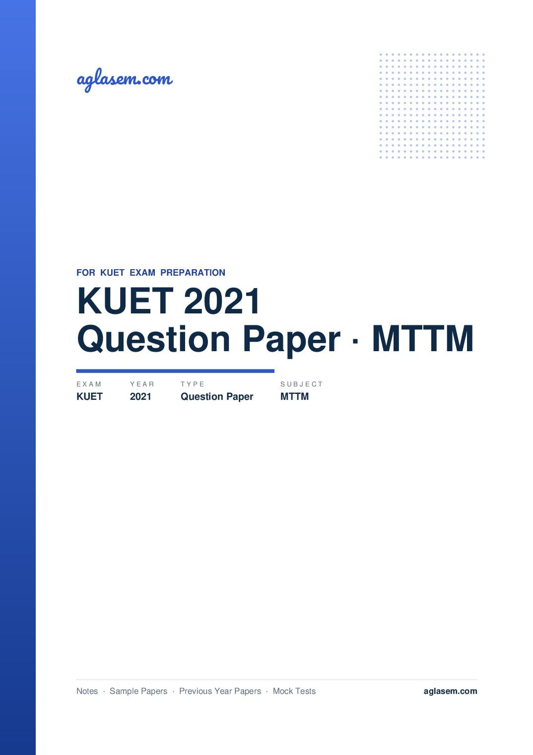 KUET 2021 Question Paper MTTM - Page 1 of 17