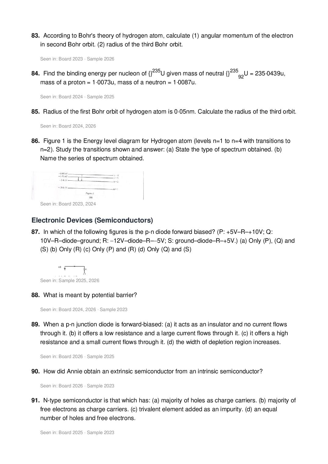 ISC Class 12 Physics Important Questions 2027 (PDF)